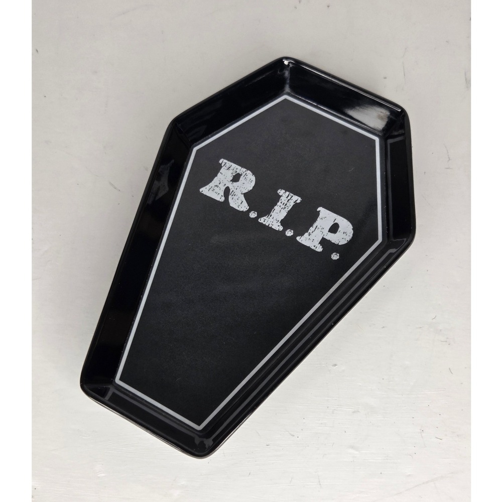 Black Coffin Shaped RIP Tombstone Melamine Tray Spoon Rest Gothic Halloween